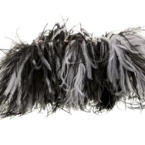 Giambattista Valli Bicolor Ostrich Feather Satin Clutch